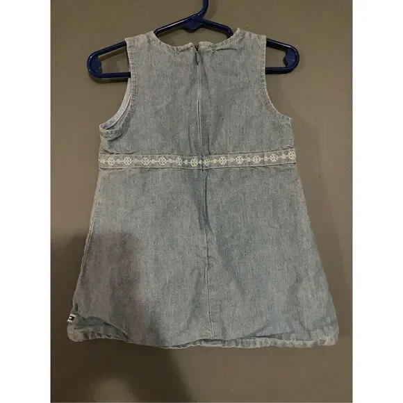 Tommy Hilfiger Vintage Denim Plaid Pocket Zip Sleeveless Dress 18/24 Months - Picture 2 of 4